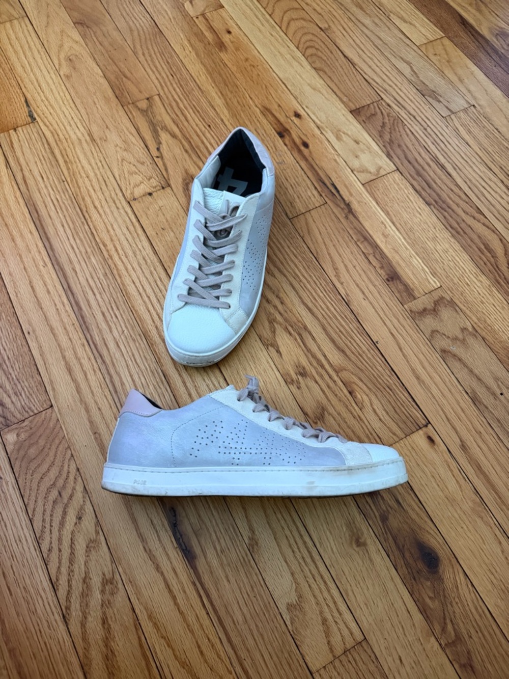 P448 John Leather Luxury Designer Casual Low-Top Sneakers Gray Pink White Sz 40